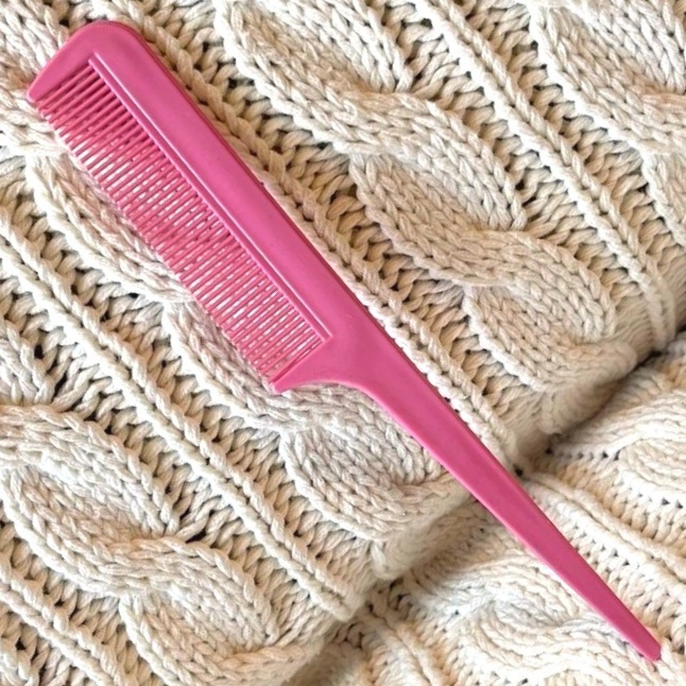 Vintage Unbreakable‎ Plastic 8" Pink Rat tail  Comb Retro USA
